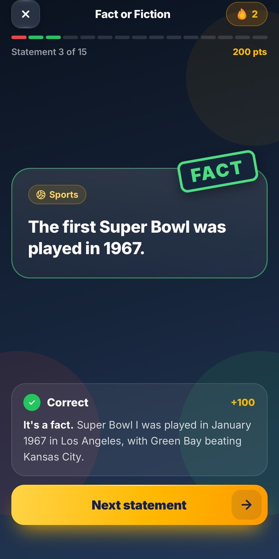 Fact or Fiction gameplay