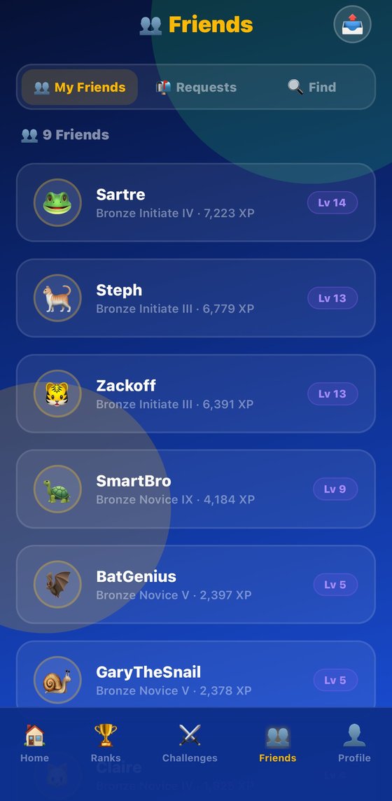 TrendTrivia friends list